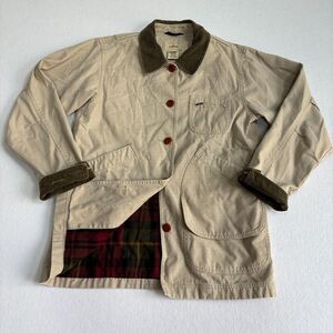 LL Bean Field Barn Chore Hunting Jacket Coat Women S Tan Flannel Canvas Corduroy